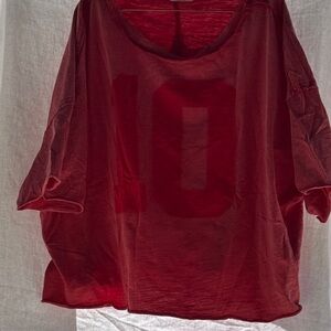 Women’s Relaxed Red Scoop Neck Top